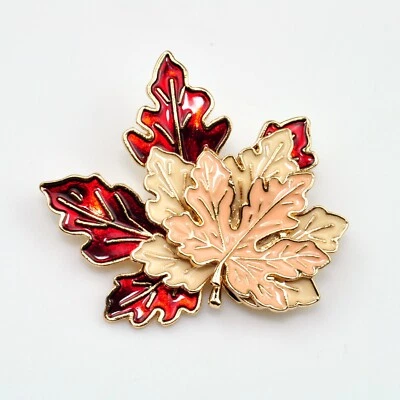 Maple Leaf brooches yellow orange enamel Brooch fashion jewelry broches pin gif - Image 1 of 4