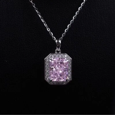 Collana con ciondolo in zircone taglio fiori di ghiaccio S925 a forma di... - Immagine 1 di 4