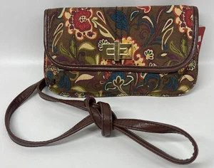Relic Bella Floral Crossbody Purse Flat Flap Closure Boho Brow Coral Blue NWT - Picture 1 of 14