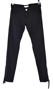 Aktuelle Elliot Jeans schwarz Skinny Ösen Schnürung Ankle Stretch tiefschwarz Gr. 25 - Bild 1 von 10