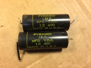 2 Pyramid IMP Black Beauty 1.0 uf 400v Capacitors Amp Caps TEST GOOD (Qty avail) - Picture 1 of 1