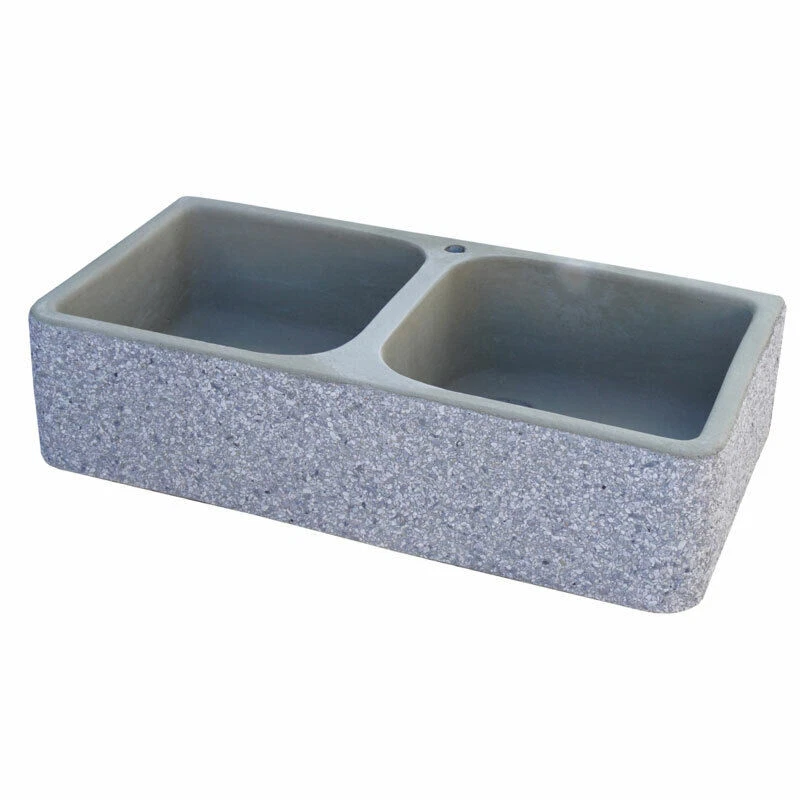 BONFANTE Acquaio Da Esterno 2 Vasche In Pietra Ricostruita Bardiglio Grigio 93x47xH23 Cm