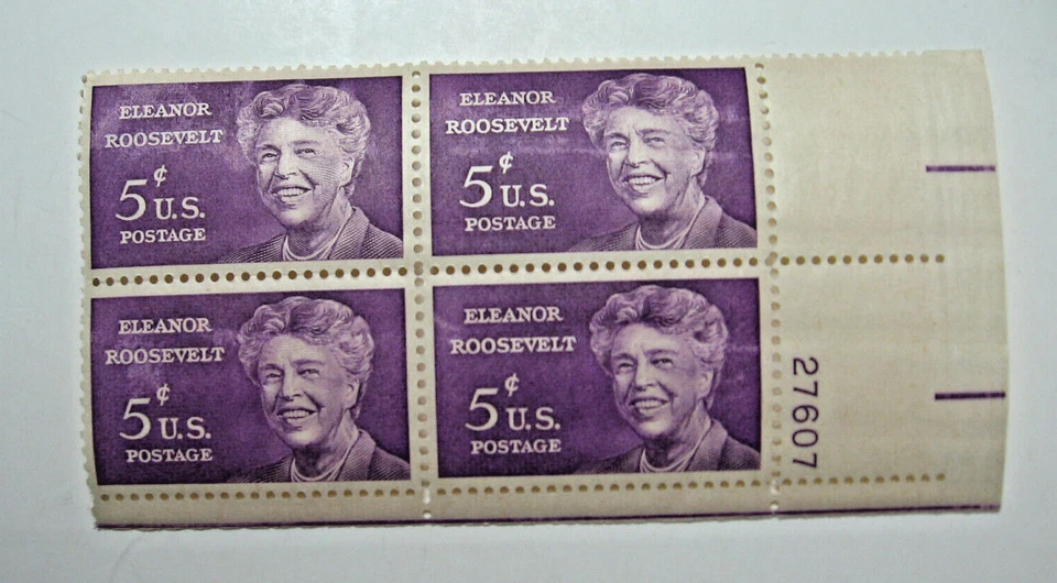 1963 Eleanor Roosevelt 5 Cent U.S. Block of 4 Stamps (No. 6)  - Image 1 of 1