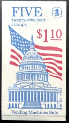 1985 BK144 Flag over Capitol 2116a 5 x 22C Complete Booklet MNH Unopened Sealed - Image 1 of 2