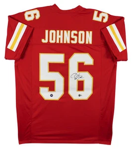 Derrick Johnson Authentic Signed Red Pro Style Jersey Autographed BAS Witnessed - Picture 1 of 3
