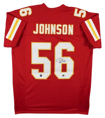 Camiseta Derrick Johnson Auténtica Firmada Roja Estilo Profesional Autografiada BAS Testigo Foto 1 de 3