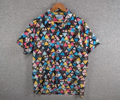 Camisa Fresh Prince of Bel Air estampa geométrica colorida retrô botão fina G - Imagem 1 de 4