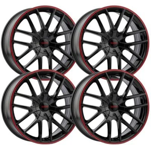 (Set-4) Touren TR60 16x7 5x112/5x120 42mm Black Red Wheels Rims 16 Inch - Picture 1 of 5