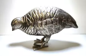 Vintage Cast Silver Metallic Partridge Figure Bird - Picture 1 of 5