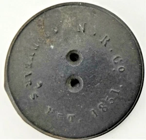 Vintage 1800's button - patent 1851 - GOODYEAR's N R Co N.R. Co 2 Hole - Picture 1 of 5