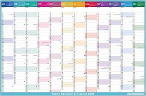 2025 Yearly Wall Calendar 38.2" x 25.2" Jan-Dec with Moon Phases & Stickers - Picture 1 of 7