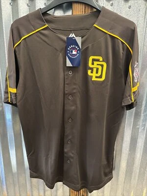 Camiseta Para Hombres Majestuosa de los Padres de San Diego Marrón Bordada Parche NL Talla XL Nueva Foto 1 de 4