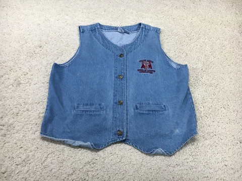 Vintage Texas A&M Aggies Vest Womens 2XL XXL Blue Football Western Demin 90s Cover
