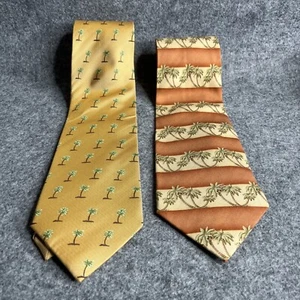 Lot Of 2 NWT Tommy Bahama Multicolor Tie Palm Trees Horizontal Stripes Necktie - Picture 1 of 10