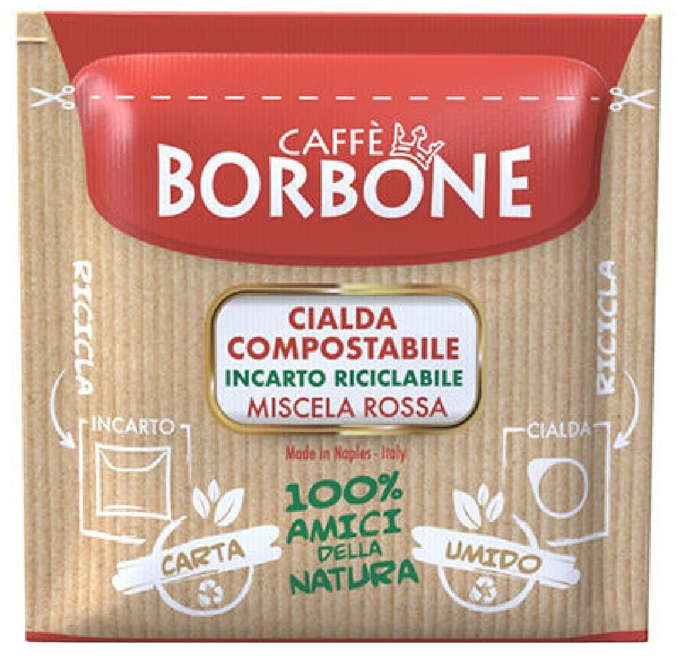600 Cialde ESE mm 44 Caffè Borbone Miscela RED ROSSA Filtrocarta Compostabili