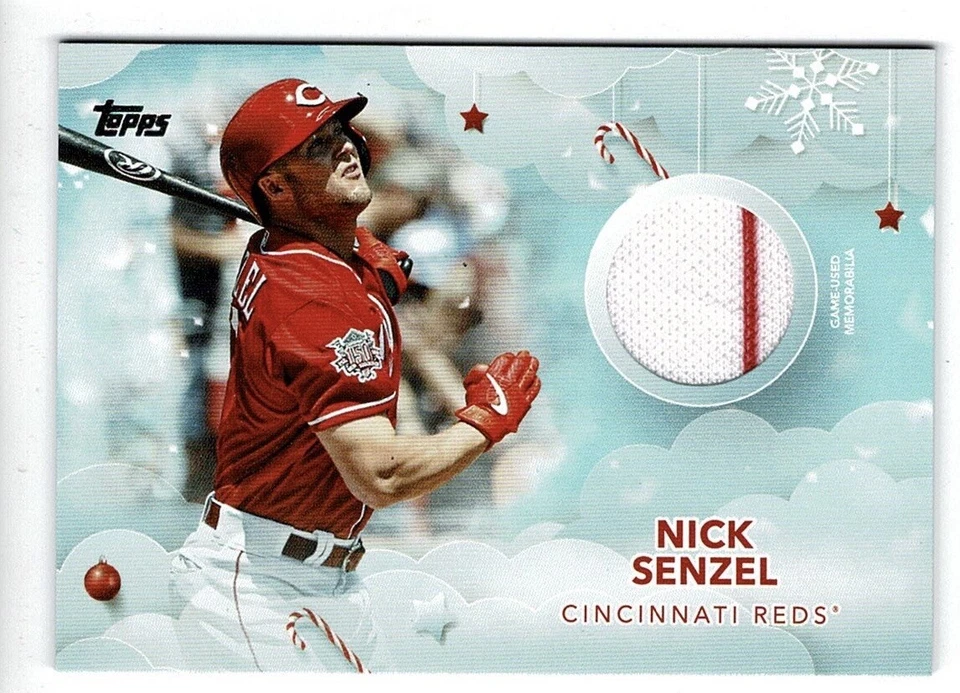 2020 Topps Holiday NICK SENZEL 2 COLOR PATCH Jersey Mega Box Reds Sp - Image 1 of 1