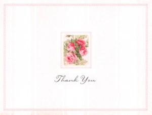 Soft Pink Rose Roses Shabby Chic Thank You Note Cards - By Hallmark - Set of 8 - Picture 1 of 3