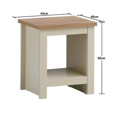 Side Lamp Table Oak Top Small End Bedside Nightstand Shelf Cream - Image 1 of 4