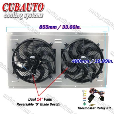 Aluminum Shroud & 2x14" Fans & Relay For 1988-1999 CHEVY GMC C/K 3500 2500 1500 Foto 1 de 4