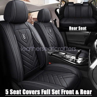 Faux Leather Front+Rear Seat Cover Protector Cushion Black Full Set For TOYOTA - Image 1 of 4