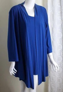 Anthony Originals Sz 2X French Federal Blue LIQUID Knit Twinset Jacket Tank Top - Picture 1 of 9