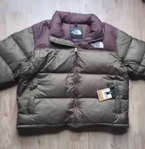 The North Face Nuptse 1996 Retro Puffer Jacket Womens 3X Taupe Green Coal Brown - Picture 1 of 17