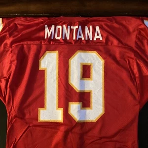 Vintage Wilson Kansas City Chiefs Joe Montana #19 Jersey Mens Large Red NFL USA - Picture 1 of 12
