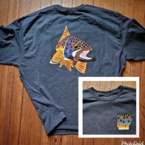 BROWN TROUT T-Shirts fly fishing 6 COLORS Long & Short Sleeve S-3XL - Picture 1 of 18