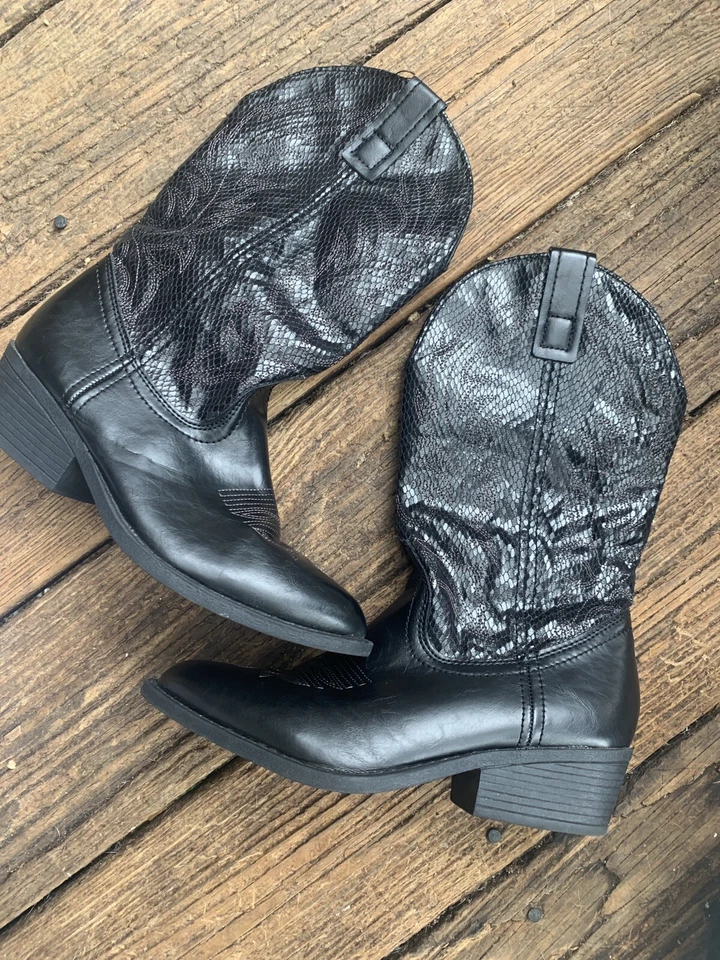 Ковбойские сапоги вестерн RAMPAGE со змеиным принтом искусственная черная кожа 6,5 ❤️sj7m48 - Изображение 1 из 4