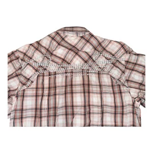 ARIAT Embroidered Men's Medium Long Sleeve Pearl Snap Shirt Orange Plaid - Picture 1 of 18