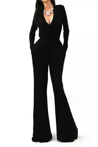 Long Sleeve Surplice Jumpsuit - Picture 1 of 5