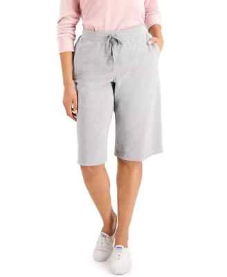Karen Scott Petite Knit Skimmer Shorts Smoke Grey Heathe SZ PM - Image 1 of 3