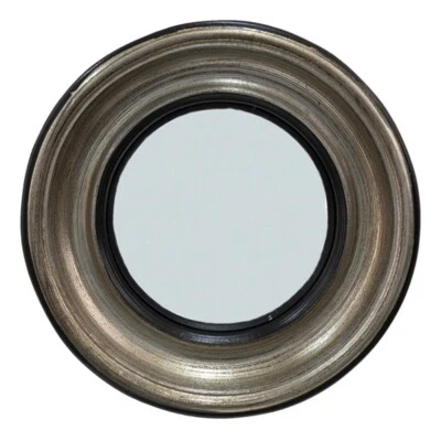 Distressed Silver Black Moulded Frame Convex Fisheye Porthole Mirror 23cm - Image 1 of 2