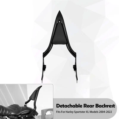 13'' Dossier détachable de barre de Sissy de passager noir pour Harley Sportster - Photo 1/4