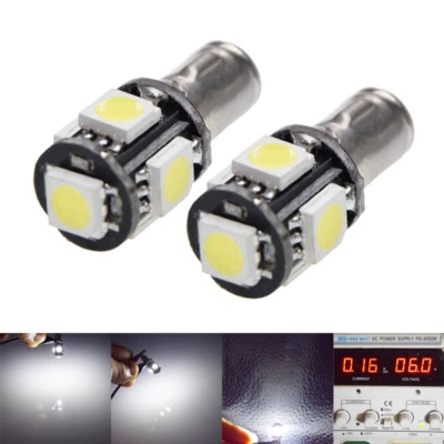 2Pcs BA7S Dashboard Warning Bulbs Lucas Type 5050 LED Light Bulbs Lamp 6V White - Image 1 of 4