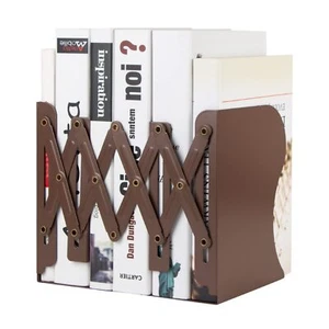 Brown Metal Book Ends for Shelves Office Home Heavy Duty Organizer - Picture 1 of 8
