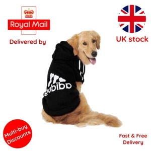 BLACK Winter Pet Dog Clothes Dogs Hoodies Fleece Warm Sweatshirt Small Medium - Picture 1 of 9