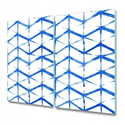 Tablero de pan de vidrio templado protector de encimera Shibori azul índigo y blanco 2x30x52 Foto 1 de 4