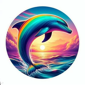 Dolphin Animal Waterproof, UV Resistant Vinyl Sticker Decal - Picture 1 of 12