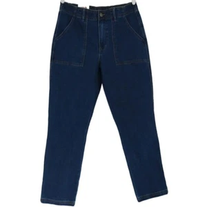 Knox Rose women's straight leg blue cotton/polyester elastic waist trousers. - Picture 1 of 7