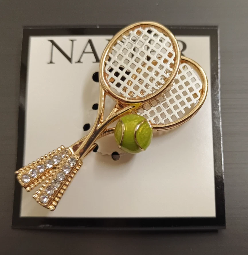 Napier Gold Tone Tennis Racket Sport Pin