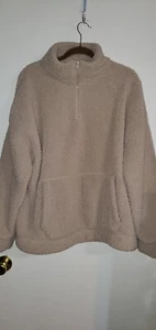 American Eagle Pullover Sherpa Women Large Beige 100% Polyester  - Picture 1 of 6