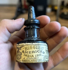 Antike handgeblasene Higgins amerikanische indische Tinte Brooklyn NY beschrifteter Stopper Kork - Bild 1 von 10