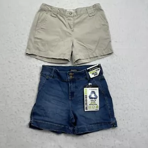 Lot of 2 D. Jeans, Calvin Klein Jeans Shorts Womens Sz 6 Navy Beige Denim Cotton - Picture 1 of 6