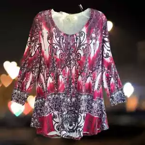 Top túnica tejida para mujer Nurture talla M pedrería multicolor manga larga - Imagen 1 de 14