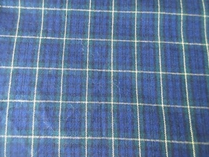 Vintage BLUE Black GREEN Yellow Wool fabric Plaid Light Skirt Weight 60" x 63" - Picture 1 of 4