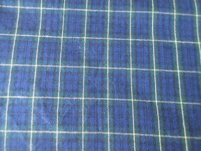 Vintage BLUE Black GREEN Yellow Wool fabric Plaid Light Skirt Weight 60" x 63" - Image 1 of 4