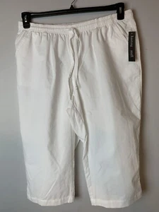 HASTING & SMITH Women's White Capri Elastic waist Pants Pockets Size 1X - Picture 1 of 8