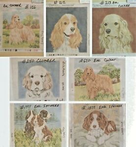 Spaniels ~ 6 different Breeds, Needlepoint Dog Canvas Paint + Design Lindy Tilp