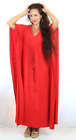 Red Handmade Kaftan Cotton Solid Wear Tonic Plus Size Caftan Women Maxi Dress